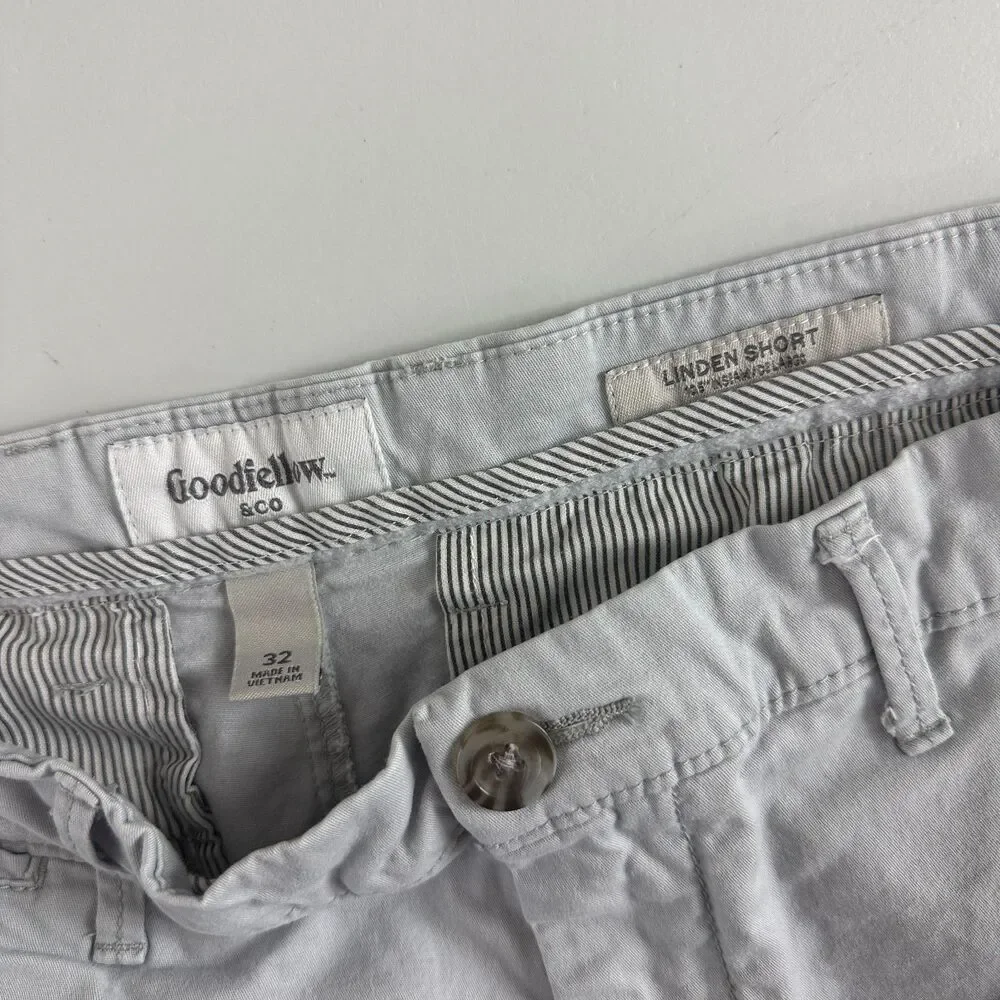 Goodfellow & Co Linden Shorts Men's 32 Gray Chino Stretch Flat Front